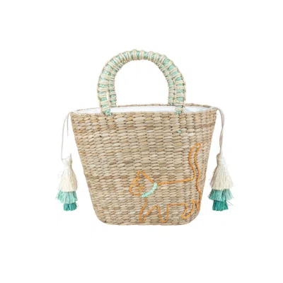 Likha Women's Orange Mini Tote Bag With Embroidered Cat
