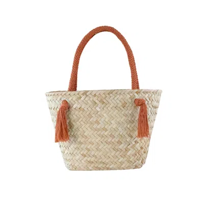 Likha Women's Orange Rust Large Classic Tote Bag With Braided Handles