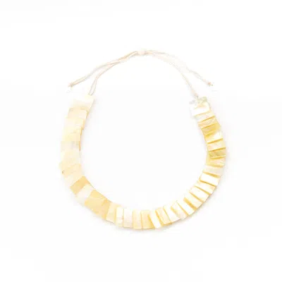 Likha Women's Playa Mother-of-pearl Necklace Square Tiles Golden Yellow