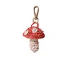 Likha Women's Red / White Forest-inspired Mushroom Bag Charm - Handmade Raffia Keychain In Multi