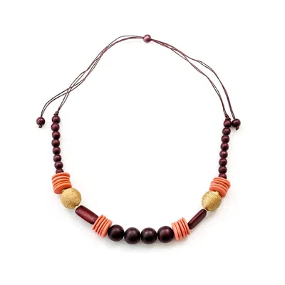 Likha Women's White Bombon Statement Necklace, Wine