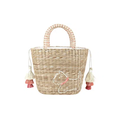 Likha Women's White Mini Tote Bag With Embroidered Westie