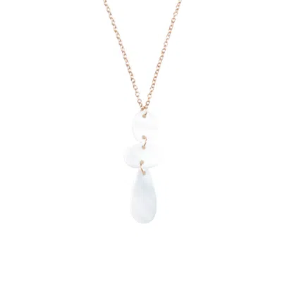 Likha Women's White Mother-of-pearl Raindrop Necklace With Rose Gold Chain
