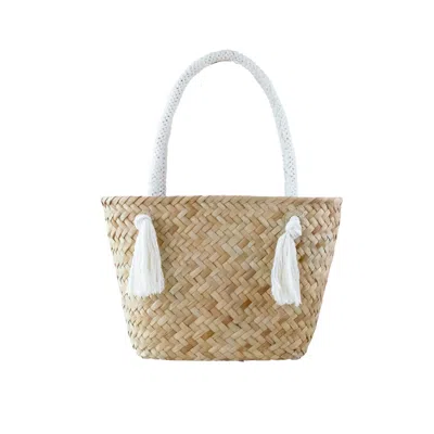 Likha Women's White Oat Large Classic Tote Bag With Braided Handles
