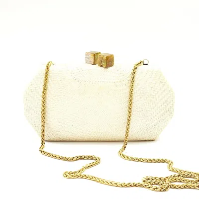 Likha Women's White Sarsuela Handwoven Clutch Oat