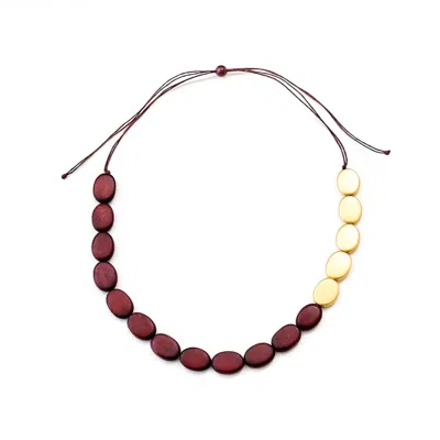 Likha Women's Yellow Guija Statement Necklace, Wine & Gold