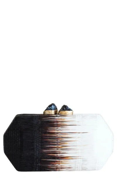 Likha Woven Two-tone Frame Clutch In Blue
