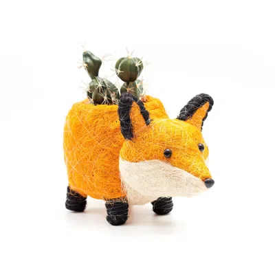 Likha Yellow / Orange Coco Coir Animal Planter - Fox
