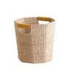 Likha Yellow / Orange Natural Octagon Basket With Mustard Handle - Handwoven Bin In Yellow/orange