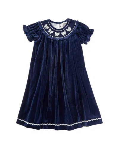 Lil Cactus Bows Smocked Ruffle Dress In Blue