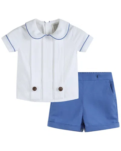 Lil Cactus Kids' Collared Top & Blue Button Short In Multi