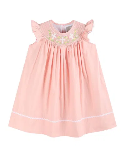 Lil Cactus Crosses Smocked Bishop Dress In Animal Print