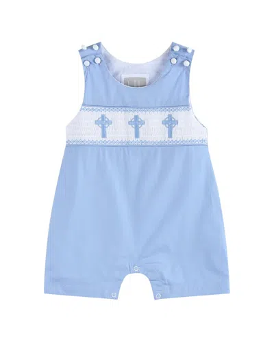 Lil Cactus Crosses Smocked Shortall In Blue