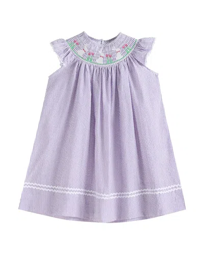 Lil Cactus Kids' Easter Bunny Smocked Bishop Dress In Purple