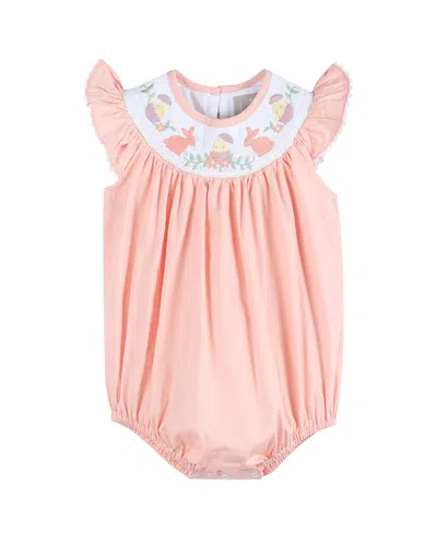Lil Cactus Kids' Easter Smocked Flutter Romper In Pink