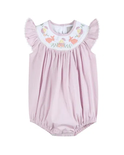 Lil Cactus Kids' Easter Smocked Flutter Romper In Pink