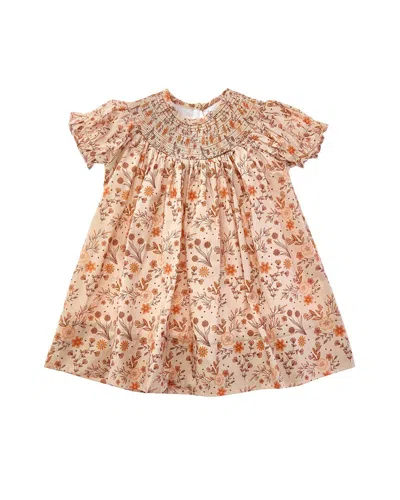 Lil Cactus Kids' Floral Smocked Bishop Dress In Pink
