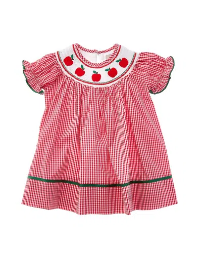 Lil Cactus Kids' Gingham Apple Smocked Bishop Dress In Red
