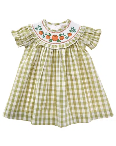 Lil Cactus Kids' Gingham Pumpkin Smocked Bishop Dress In Yellow