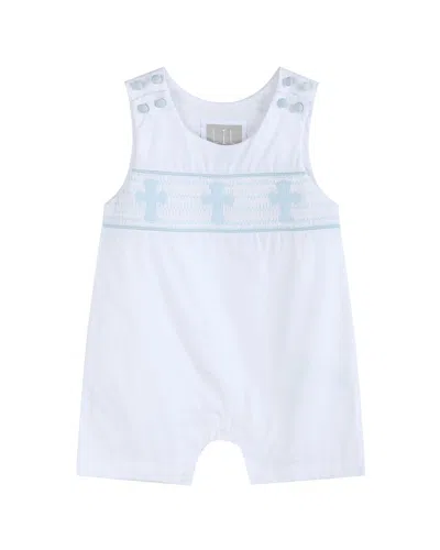 Lil Cactus Kids' Holy Smocked Overalls In White