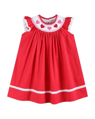 Lil Cactus Lace Smocked Bishop Dress In Red