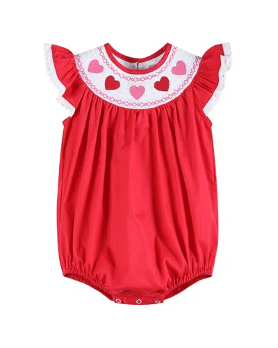 Lil Cactus Kids'  Lace Smocked Romper In Red