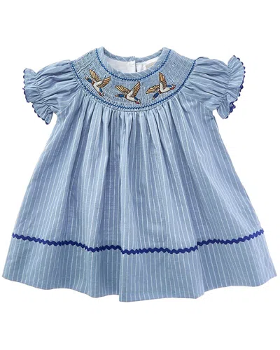 Lil Cactus Kids' Mallard Duck Smocked Bishop Dress In Blue