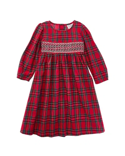 Lil Cactus Plaid Smocked Dress In Red