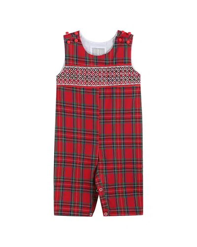 Lil Cactus Kids' Plaid Smocked Overall In Red