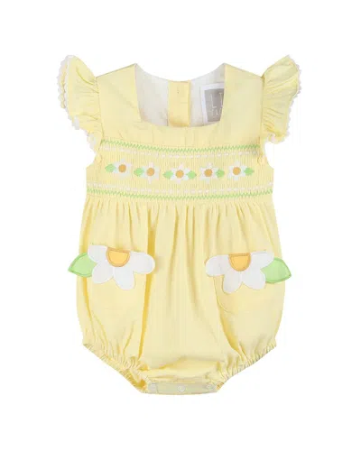 Lil Cactus Kids' Pocketed Smocked Flutter Romper In Yellow