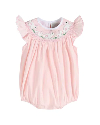 Lil Cactus Kids' Running Bunnies Smocked Flutter Romper In Pink