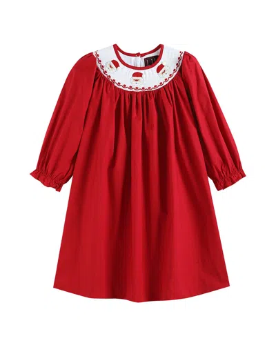Lil Cactus Kids' Santa Smocked Bishop Dress In Red