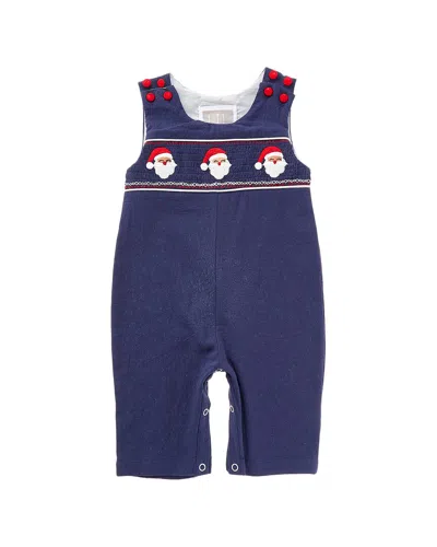 Lil Cactus Santa Smocked Overall In Blue