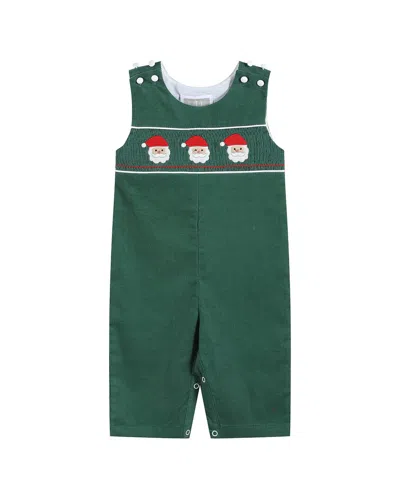 Lil Cactus Santa Smocked Overall In Green