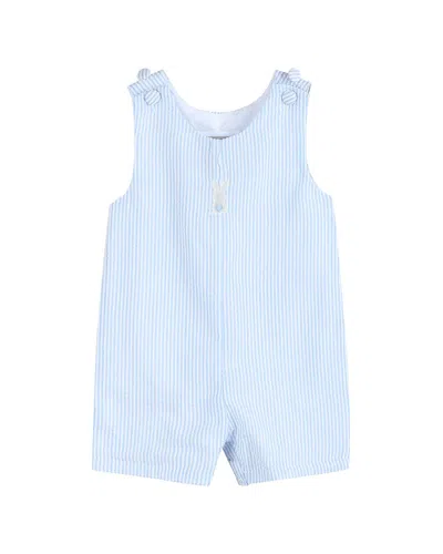 Lil Cactus Kids' Seersucker Easter Bunny Overalls In Blue