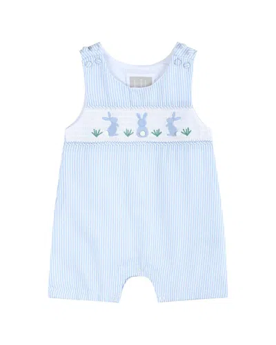 Lil Cactus Babies' Seersucker Easter Bunny Smocked Overalls In Multi
