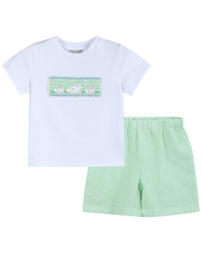 Lil Cactus Short & Easter Bunny Smocked Shirt Set In Multi