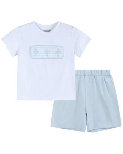 Lil Cactus Kids' Shorts & Crosses Shirt Set In Blue