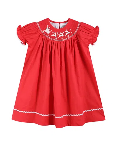 Lil Cactus Sleigh Bishop Dress In Red