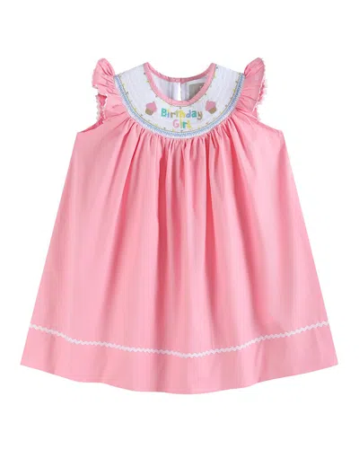 Lil Cactus Smocked Bishop Dress In Pink