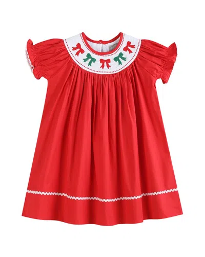 Lil Cactus Kids' Smocked Bishop Dress In Red