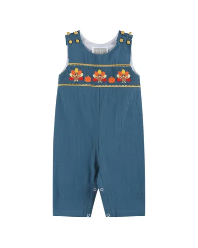 Lil Cactus Kids' Smocked Overall In Blue