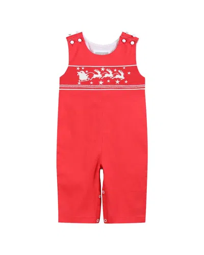 Lil Cactus Kids' Smocked Overall In Red