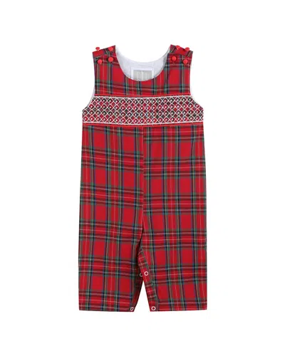 Lil Cactus Kids' Smocked Overall In Red
