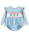 Lil Cactus Smocked Romper In Blue