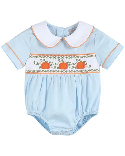 Lil Cactus Smocked Romper In Blue
