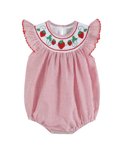 Lil Cactus Kids' Smocked Romper In Red