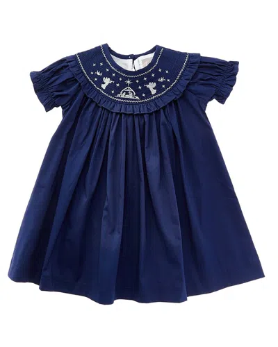 Lil Cactus Kids' Smocked Ruffle Bishop Dress In Blue