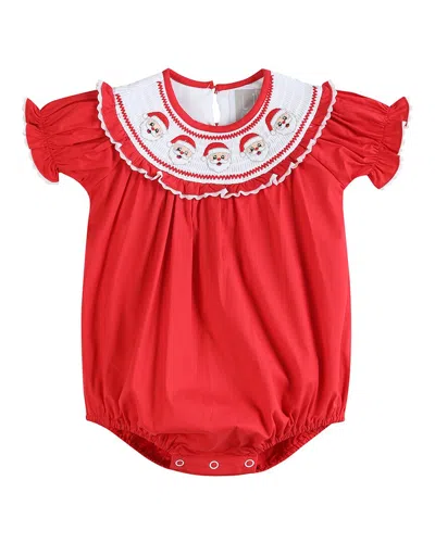 Lil Cactus Smocked Ruffle Romper In Red