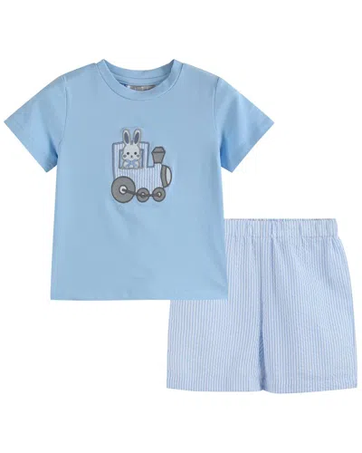Lil Cactus Kids' Train T-shirt & Short Set In Blue